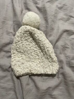 3/$10 Cream Pom Pom Beanie - Cozy Knit Winter Hat